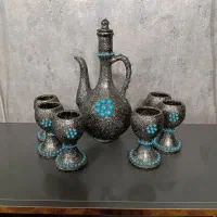 کوزه سفالی و 6جام