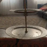 شیرینی خوری مسی دو طبقه ،شیرینی خوری پایه دار مسی|ظروف سرو و پذیرایی|خرمآباد, |دیوار