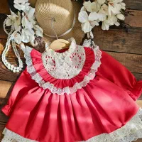 پیراهن قرمز مجلسی دخترانه سایز یکسال