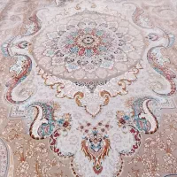 فرش ۴ متری قیطران ۱۵۰۰ شانه طرح زرین گل برجسته