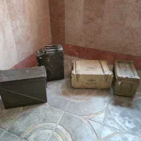 جعبه فلزی و چوبی قدیمی آمریکایی دکوری