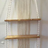 قفسه چوب و‌مکرومه