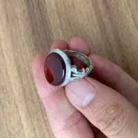 انگشتر نقره / سنگ عقیق سرخ یمن /
