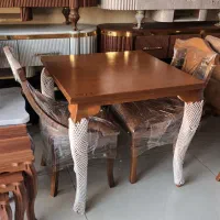 غذا خوری و صندلی  ۲ نفره مربع ۸۰ در ۸۰ چوب روس