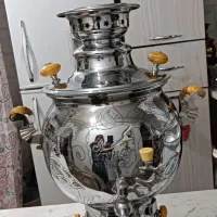 فروش سماور گازی قدیمی نقره کوب و طلا کوب نو