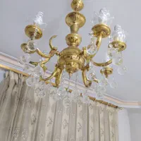 لوستر طلایی کریستال اصل سه عدد