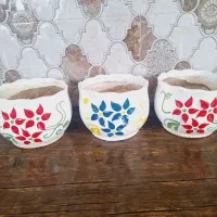 سه عدد گلدان سرامیکی گل برجسته سایز بزرگ|صنایع دستی و سایر لوازم تزئینی|کنگاور, |دیوار