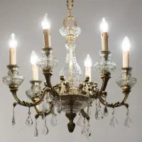 لوستر شش شاخه برنز شیک و سالم|لوستر و چراغ آویز|کیلان, |دیوار