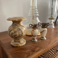 شمعدان و گلدان مرمر و برنز