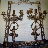 اینه وشمعدان برنجی وزن ۷/۵کیلو