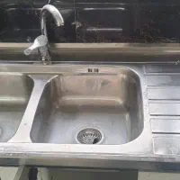 سینک ظرفشویی روکار به همراه شیر و سیفون