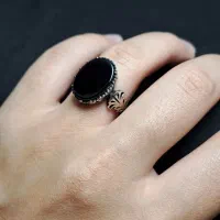 انگشتر مردانه/نقره روس/ آلیاژ سنگ عقیق مشکی
