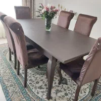 میز ناهار خوری شیش تبدیل به هشت نفره باشش صندلی