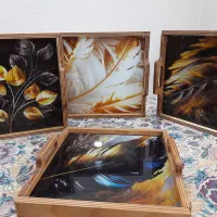 سینی چوبی کف شیشه ای طرح دار|حراج|اصفهان, الهیه|دیوار