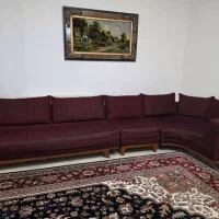 مبل ال راحتی ۶ نفره زرشکی بعلت مهاجرت فروش|مبلمان خانگی و میز عسلی|تهران, شهرک پرواز|دیوار