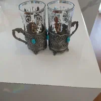 شش عدد چای خوری نگین آبی پیوتر