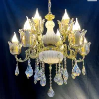 لوستر الماس.برنجی7+3روشنایی سرامیکی.Ap light 1