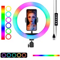 رینگ لایت 13 اینچ آرجیبی RGBLEDبهمراه پایه دومتری|دوربین عکاسی و فیلمبرداری|رشت, کوی طالقانی|دیوار