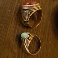 ۲ تا انگشتر نقره عقیق و فیروزه