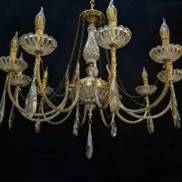لوستر کریستالی  ۸ شاخه مدل لئون جنس برنجی برنزی
