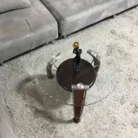 جلومبلی شیشه ای گرد وارداتی|مبلمان خانگی و میز عسلی|رشت, رشتیان|دیوار