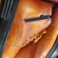 کفش نیم بوت چرم عسلی