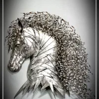 مجسمه فلزی تندیس اسب دیواری