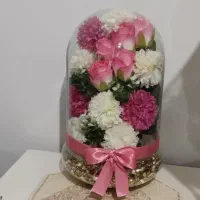 گلدان شیشه ای بزرگ صورتی و آبی|گل مصنوعی|قم, شهرک مهدیه|دیوار