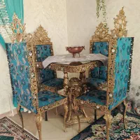 میز غذا خوری چهار نفره آلیاژ طرح برنز