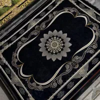 فرش تاج ۱۲۰۰شانه مشکی مبلمان ۷ نفره لوکس