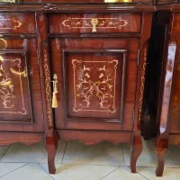 آینه و کنسول سه درب ایتالیایی معرق براق چوب گلنازک|بوفه، ویترین، کنسول|تهران, افسریه شمالی|دیوار