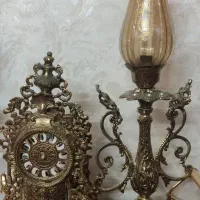 دکوری ساعت و شمعدان برنز