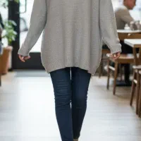 بلوز بافت اورسایز طوسی نقرهای شیک و گرم فریسایز