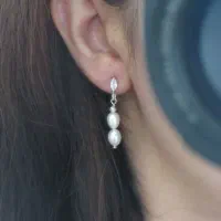 گوشواره نقره و مروارید پرورشی