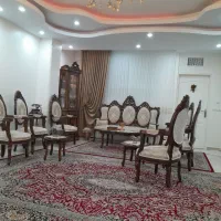 مبلمان ۹نفره استیل فرهی تمام چوب گردو پنج گل