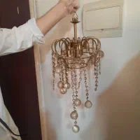 لوستر برنجی گوی شیشه ای