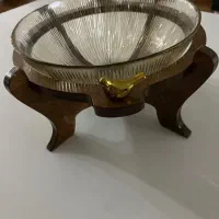 میوه خوری پایه دار طرح چوب و شیشه