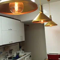 لوستر آویز کاسه ای طلایی