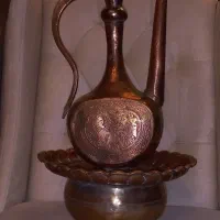 افتابه و لگن  قدیمی برنجی|کلکسیون اشیاء عتیقه|بندر انزلی, ساحل قو|دیوار