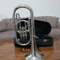 ساز بادی ترومپت هورن انگلیسی برنجی آنتیک عتیقه|سازهای بادی|مشهد, شهرک لشکر (شهرک غرب)|دیوار