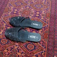 فروش دمپایی دخترانه زنانه خارجی مجلسی روفرشی مشکی