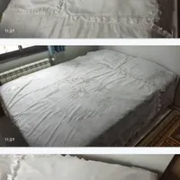 رو تختی گلدوزی شده سفیدبا دو بالش برای تخت دونفره