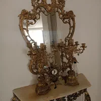 آیینه و شمعدان(برنز با آبکاری طلا)