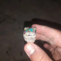 انگشتر فیروزه. با سنگای جواهری