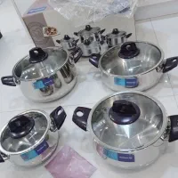 سرویس قابلمه استیل کرکماز اصلی قدیمی کف چدن اکبند