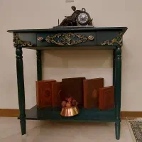 میز خاطره کنسول چوبی کلاسیک خراطی پتینه کاری شده