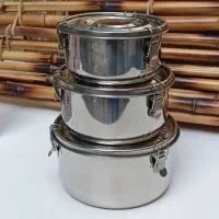 ظرف غذای ۳ عددی استیل قفل دار یونیک ظرف نگهدارنده