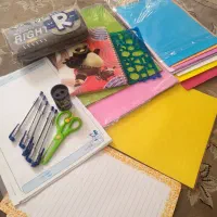 لوازم تحریر کاغذ رنگی قیچی خودکار تراش دفتر نقاشی