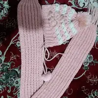 شال وکلاه دستبافت دخترانه زمستانی
