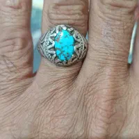 انگشتر نقره دست ساز همراه با سنگ فیروزه اصل